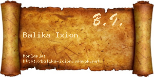 Balika Ixion névjegykártya